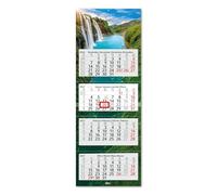 Timr 4-month calendar 2027 - Waterfall motif - tr428 | Wall calendar 90 cm with date slider, tear-off blocks, 4 months, 4 languages (DE, EN, FR, ES), for the office.