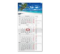 Timr 4-Month Calendar Striped Calendar 2026 - Wall Calendar 4 Months with Slider - 60 cm Four-Month Calendar to Enter I Caribbean Beach I tr322