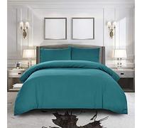 Tim's Textile Duvet Cover 100% Egyptian Cotton King Size Bedding Sets Ultra Soft Hypoallergenic Quilt Bedding Comforter Covers With Button Closure, 2 Pillow Shams - Teal 230 X 220 cm