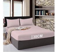 Tim's Textiles 100% Cotton Extra Deep Fitted Bed Sheets 12”/30cm Easy Care Percale Bedding With Elasticated Corners (Pale Pink, Super King)