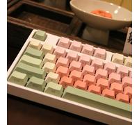 TIMSEKER 130-Key PBT Keycap Set, Gradient Red and Green Watermelon Inspired Design, Cherry Profile Side Print Shine Through Custom Keycaps for ANSI Layout Mechanical Keyboards