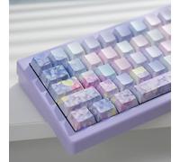 TIMSEKER 130 Keys Cherry Profile Shine Through Purple Keycaps Set, Custom Side Print PBT Keycaps, Backlit Five Side Dye Sub Keycaps for Cherry Mx Switches ANSI/ISO Mechanical Gaming Keyboard