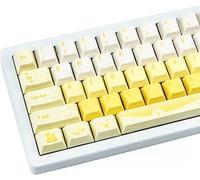 TIMSEKER 130 Keys Minimalist Yellow Keycap, Cherry Profile PBT Keycap White, Five Sided Dye Sublimation, Thick Custom Keyboard Cap for ANSI/ISO Layout Mechanical Gaming Keyboard