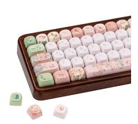 TIMSEKER 130 Keys Mint Green and Pink PBT Keycaps, Gradient Chinese Style Design, Five Side Dye Sublimation MOA Profile Keycaps for Mechanical Keyboard, Compatible with Cherry MX Gateron Kailh