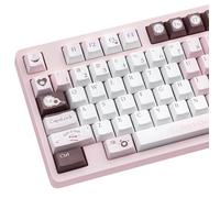 TIMSEKER 130 Keys Pink Cute Keyboard Keycaps Set, Custom PBT Cherry Profile Keycap, Thick Dye Sub Keycaps Kawaii, White Chocolate Keycap Brown, Kawaii Key Caps for ANSI/ISO Mechanical Keyboard