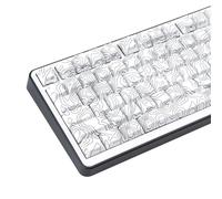 TIMSEKER 131 Keys White Topographic PBT Keycaps, Cherry Profile, Side Print Shine Through, Mechanical Gaming Keyboard Keycap Set