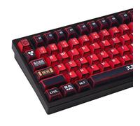TIMSEKER 135-Key Manga Anime Keycaps Set, Black Red PBT Keycaps, Cherry Profile, Dye-Sub Custom Hand-Drawn Design, Compatible with ANSI Layout Mechanical Keyboards