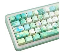 TIMSEKER 143 Keys Green Cherry Profile PBT Keycaps, Five Sided Dye Sublimation Cute Aesthetic Custom Keycap for Cherry MX Switches ANSI/ISO Layout Mechanical Keyboard