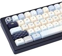 TIMSEKER 145-Key FOA Profile PBT Keycap Set, Kawaii Light Blue Black Bow Design, Dye-Sublimation Round Custom Keycaps for 61/64/68/84/87/100/104/108 ANSI/ISO Layout Mechanical Keyboards