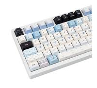 TIMSEKER 145 Keys PBT Keycap Cherry Profile, Light Blue White Black Bow Aesthetic Dye Sublimation Gaming Custom Keycaps for ANSI/ISO Layout Mechanical Keyboards