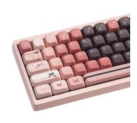 TIMSEKER 145 Keys PBT Keycaps, Pink Brown Gradient with Heart Accents, 5-Side Dye Sublimation FOA Profile for ANSI Layout Mechanical Keyboard