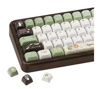 TIMSEKER 145 Keys Soft Green White PBT Keycaps, 5-Side Dye Sublimated FOA Profile for Mechanical Keyboard, Nature-Inspired Quiet Aesthetic Key Caps Compatible with MX Switches