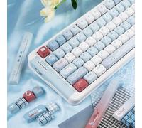 TIMSEKER 147 Keys Cute MOA Profile Keycaps, Blue and White Aesthetic Custom PBT Keycaps, 1.7mm Thick, Never Fade, Compatible with ANSI/ISO Mechanical Keyboards