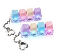 TIMSEKER 2 Pcs Cute Heart Keyboard Fidget Toy for Adult with LED Light, Multi-Functional Clicky Keyboard Fidget Keychain, Anxiety Relief Items, White and Multicolored Clear Keycap Tester