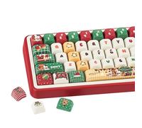 TIMSEKER Christmas Keycap Set, FOA Profile PBT Material, Five Side Dye Sublimation Red and Green Cute Keycaps for MX Switches ANSI Layout Mechanical Gaming Keyboard (145 Keys, Only Key Caps)