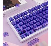 TIMSEKER Clear Purple Keycaps Set, 114 Keys, Cherry MX Compatible, PC Material, Transparent Design, ANSI RGM Mechanical Gaming Keyboard