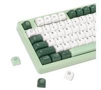 TIMSEKER Cute Green and White Botanical Keycaps Set, 5 Side Dye Sublimation FOA Profile PBT Key Caps for ANSI Layout Mechanical Gaming Keyboard, 130 Keys