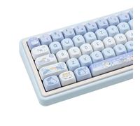 TIMSEKER Light Blue Hamster Keycaps Kawaii, Thick PBT MOA Profile Keycaps, Dye Sublimation Custom Key Caps, 132 Keys White and Blue Design for ANSI Layout Cute Style Mechanical Keyboard