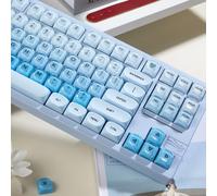 TIMSEKER MOA Profile Blue Foundation Jelly Keycaps, 136 Keys PC+PBT Material Dye Sublimation Cute Custom Key Cap for Mechanical Gaming Keyboard with MX Structure
