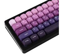 TIMSEKER PBT Japanese MOA Profile Keycaps Cute - 124 Keys Gradient Purple Custom Keycaps, Five Side Dye Sublimation Keyboard Caps for Cherry Gateron MX Switches Mechanical Keyboard