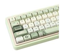 TIMSEKER PBT Keycap Set 145 Keys FOA Profile Retro Style Minimalist White Green Dye Sublimation Mechanical Keycaps Custom Gaming Accessories Fit for Mechanical Keyboards Alice Keyboard