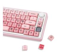 TIMSEKER Pink Foundation Jelly MOA Profile Keycaps Set, 136 Keys PC+PBT Material Dye Sublimation Custom Keycap for Mechanical Keyboard with MX Structure