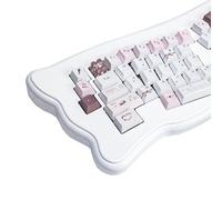 TIMSEKER Pink White Brown PBT Keycap Set, Cherry Profile Five Sided Dye Sublimation Custom Keycap for ISO ANSI Layout Mechanical Gaming Keyboard (145 Keys)