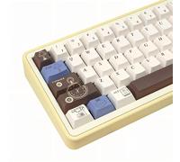 TIMSEKER Retro PBT Cherry Profile Keycap Set, Beige & Brown & Blue Custom Keycap, Five Side Dye Sublimation Key Cap for ANSI ISO Layout Mechanical Keyboard, 145 Keys