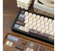 TIMSEKER Retro PBT Cherry Profile Keycap Set, Beige & Brown & Blue Custom Keycap, Five Side Dye Sublimation Key Cap for ANSI ISO Layout Mechanical Keyboard, 145 Keys