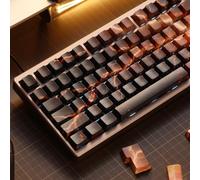 TIMSEKER Side Print Shine Through Keycaps Set - Cherry Profile Black and Orange PBT Custom Key Caps for Mechanical Gaming Keyboard, 135 Keys
