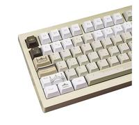 TIMSEKER White Beige and Green PBT Keycap, 145 Keys Custom Five Side Dye Sublimation Cherry Profile Keycap Set for ANSI US Layout Mechanical Gaming Keyboard
