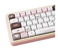 TIMSEKER White Pink FOA Profile Keycap Custom, Five Sided Dye Sub PBT Key Cap Set for Cherry MX Switches ISO ANSI Layout Mechanical Gaming Keyboard, 145 Keys Cute Kawaii Round Keycap
