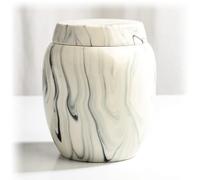 TIMSO Medium Urn for Human Ashes Adult - Marble Ceramic Decorative Memorial Urns, Pet Ashes Urn, 4.8x4.8x5.7 Inch Refined & Durable Keepsake