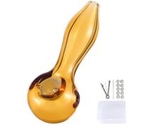 TIMSURE Glass Smoking Pipe, Conical Bowl Heat Resistant, Odourless Includes 10 Filters, Storage Box, Cleaning Brush, and Pipe Scraper Cleaner Set