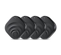 TIMU Dual System Air Tracker Tag 4 Pack for iOS and Android, Smart Key Finder Works on Google and Apple's "Find My" app, 2 Years of Use, IP67 Waterproof Item Locator/Item Finder/Luggage Tracker（Black）