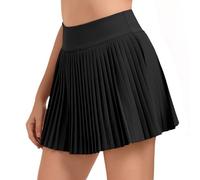 Timuspo Elasticated Waist Skorts Workout Black Skirts for Women UK Casual Summer Mini Pleated School Skirt L