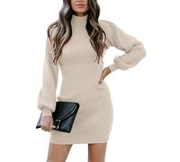 Timuspo Women Casual Jumper Dress Turtleneck Long Sleeve Knit Stretchable Elasticity Slim Sweater Dresses Autumn Winter Trendy Clothes
