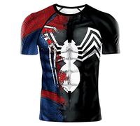 TIMWOODER Men's Compression Shirt, Soft Short Sleeve 3D Print Fitness Sports Shirt Gym T-Shirt, T61, Large
