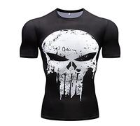 TIMWOODER Men's Compression Shirt, Soft Short Sleeve 3D Print Fitness Sports Shirt Gym T-Shirt, T63, S
