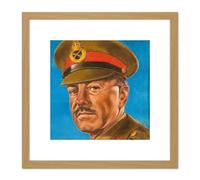 Timym Portrait British General Harold Alexander Painting 8X8 Inch Square Wooden Framed Wall Art Print Picture with Mount Artery8 Light Oak One Size