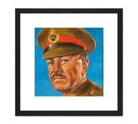Timym Portrait British General Harold Alexander Painting 8X8 Inch Square Wooden Framed Wall Art Print Picture with Mount Artery8 Black One Size