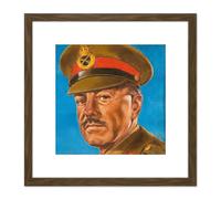 Timym Portrait British General Harold Alexander Painting 8X8 Inch Square Wooden Framed Wall Art Print Picture with Mount Artery8 Brown One Size
