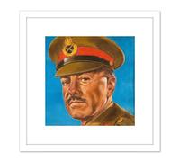 Timym Portrait British General Harold Alexander Painting 8X8 Inch Square Wooden Framed Wall Art Print Picture with Mount Artery8 White One Size