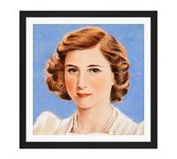 Timym Portrait UK Princess Margaret Painting Square Wooden Framed Wall Art Print Picture 16X16 Inch