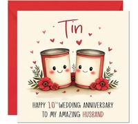 Tin Anniversary Card for Husband - 10th Wedding Anniversary Cards for Husband from Wife Cute Anniversaries Greeting Cards
