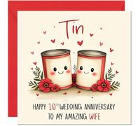 Tin Anniversary Card for Wife - 10th Wedding Anniversary Cards for Wife from Husband Cute Anniversaries Greeting Cards