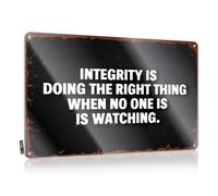 Tin Bar Signs Integrity Is Doing Right When No One Is Watching Tin Sign Bar Signs For Home Decor Funny Kitchen Tin Signs(20X30CM)