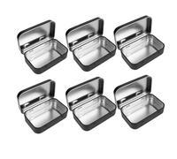 Tin Box Metal Hinged Box Tins Container Metal Craft Containers with Lid Rectangular Portable for Craft Home Storage Black 6PCS containers small tin with lid tins container