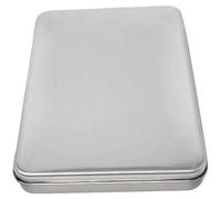Tin Box, Tinplate Metal Box with Hinged Lids, 7x4x0.6" Rectangular Empty Tin Box Container Silver Storage Tin Box for Cards, Craft, Jewelry, Pen, Eraser, Pill, Candy Organize