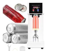 Tin Can Seamer Cup Sealing Machine Adjust Soda Can Sealer Machine,Automatic Can Sealing Machine Manual Rotary PET Bottle Can Filler Seamer Sealer for Food Beverage (White-110V)
